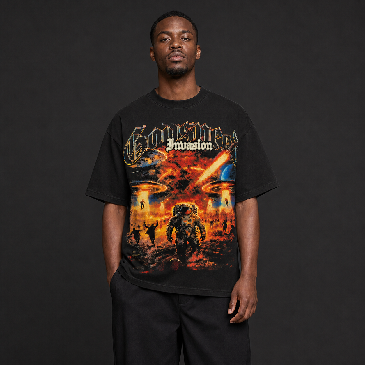 104 Vintage American-Style Distressed Number Short Sleeve T-Shirt