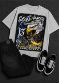 114 Vintage American-Style Distressed Number Short Sleeve T-Shirt